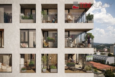 Apartment 2+kk with a balcony and a beautiful view, 7th floor, total area 57.5 m2. Residential quarter MOSAIQ Beroun. Completion in 2027.